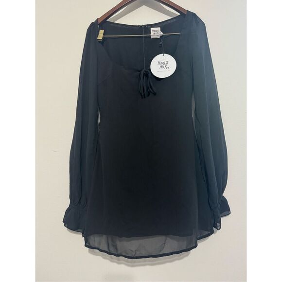Princess Polly Bayford Long Sleeve Mini Dress Black US Size 6 NWT New - Picture 2 of 12